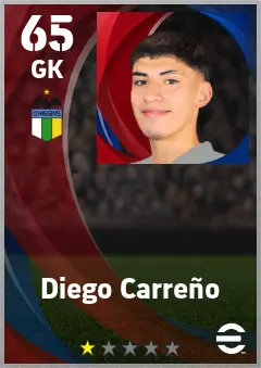 Diego Carreno eFootball 2026 player card — 65 OVR GK