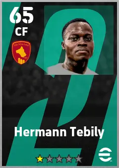 Hermann Tebily eFootball 2026 player card — 65 OVR CF