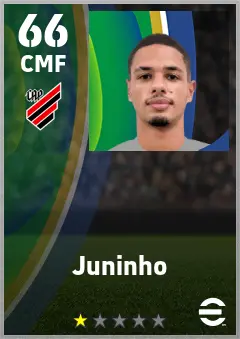 Juninho eFootball 2026 player card — 66 OVR CMF