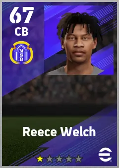 Reece Welch eFootball 2026 player card — 67 OVR CB