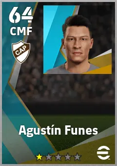 Agustin Funes eFootball 2026 player card — 64 OVR CMF