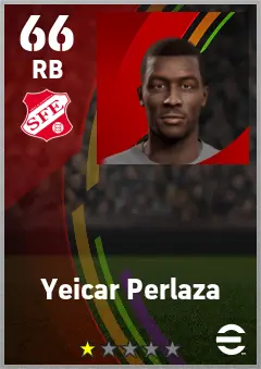Yeicar Perlaza eFootball 2026 player card — 66 OVR RB