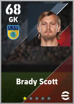 Brady Scott eFootball 2026 player card — 68 OVR GK