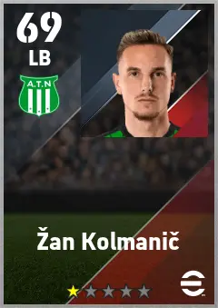 Zan Kolmanic eFootball 2026 player card — 69 OVR LB