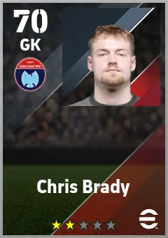Chris Brady eFootball 2026 player card — 70 OVR GK