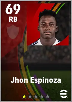 Jhon Espinoza eFootball 2026 player card — 69 OVR RB