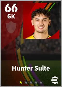 Hunter Sulte eFootball 2026 player card — 66 OVR GK