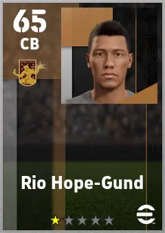 Rio Hope-Gund eFootball 2026 player card — 65 OVR CB