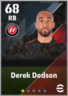 Derek Dodson eFootball 2026 player card — 68 OVR RB
