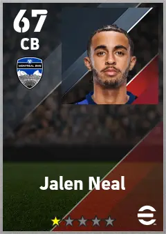 Jalen Neal eFootball 2026 player card — 67 OVR CB