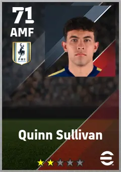 Quinn Sullivan eFootball 2026 player card — 71 OVR AMF