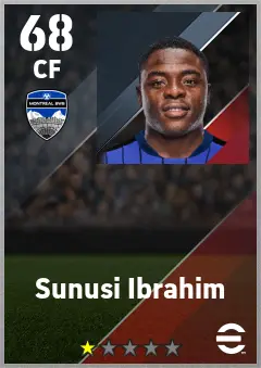 Sunusi Ibrahim eFootball 2026 player card — 68 OVR CF