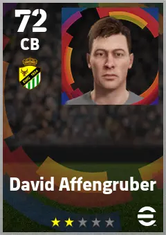 David Affengruber eFootball 2026 player card — 72 OVR CB