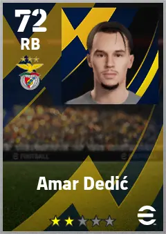 Amar Dedic eFootball 2026 player card — 72 OVR RB