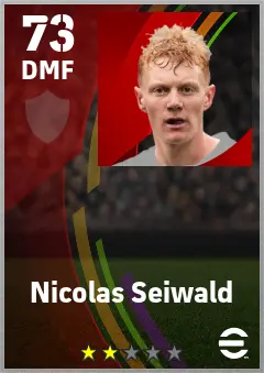 Nicolas Seiwald eFootball 2026 player card — 73 OVR DMF