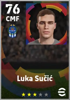 Luka Sucic eFootball 2026 player card — 76 OVR CMF