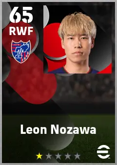 Leon Nozawa eFootball 2026 player card — 65 OVR RWF