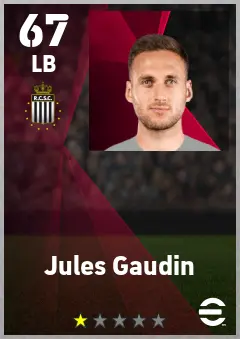 Jules Gaudin eFootball 2026 player card — 67 OVR LB