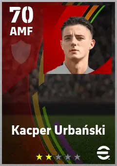 Kacper Urbanski eFootball 2026 player card — 70 OVR AMF