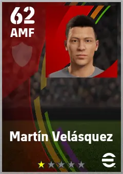Martin Velasquez eFootball 2026 player card — 62 OVR AMF