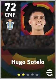 Hugo Sotelo eFootball 2026 player card — 72 OVR CMF