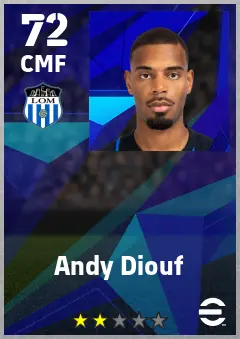 Andy Diouf eFootball 2026 player card — 72 OVR CMF