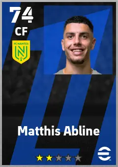 Matthis Abline eFootball 2026 player card — 74 OVR CF