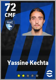 Yassine Kechta eFootball 2026 player card — 72 OVR CMF