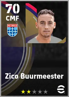 Zico Buurmeester eFootball 2026 player card — 70 OVR CMF