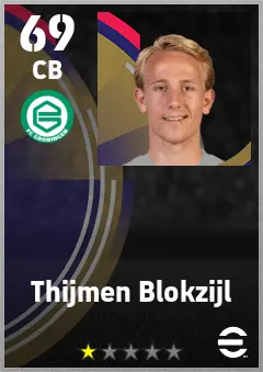 Thijmen Blokzijl eFootball 2026 player card — 69 OVR CB