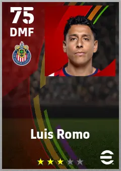 Luis Romo eFootball 2026 player card — 75 OVR DMF