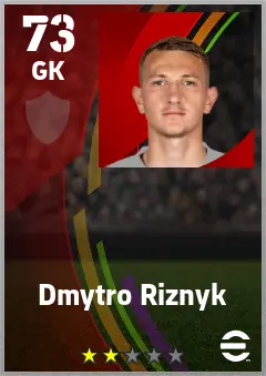 Dmytro Riznyk eFootball 2026 player card — 73 OVR GK