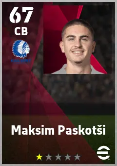 Maksim Paskotsi eFootball 2026 player card — 67 OVR CB