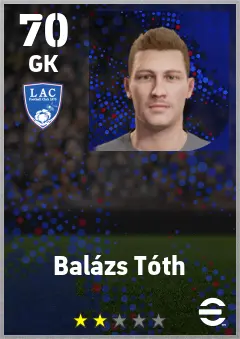 Balazs Toth eFootball 2026 player card — 70 OVR GK