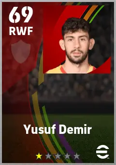Yusuf Demir eFootball 2026 player card — 69 OVR RWF