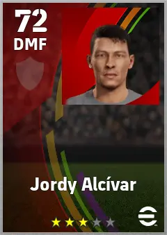 Jordy Alcivar eFootball 2026 player card — 72 OVR DMF