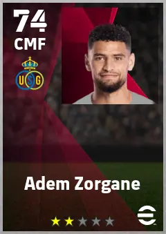 Adem Zorgane eFootball 2026 player card — 74 OVR CMF