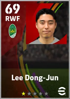 Lee Dong-Jun eFootball 2026 player card — 69 OVR RWF