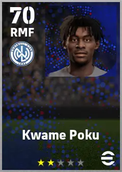 Kwame Poku eFootball 2026 player card — 70 OVR RMF