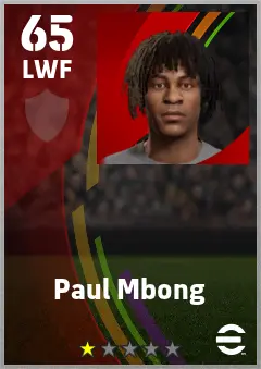 Paul Mbong eFootball 2026 player card — 65 OVR LWF