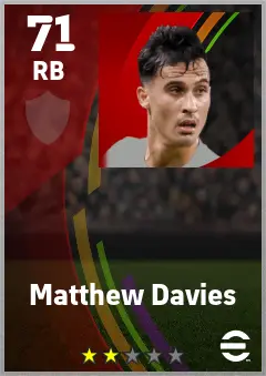 Matthew Davies eFootball 2026 player card — 71 OVR RB