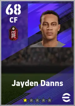 Jayden Danns eFootball 2026 player card — 68 OVR CF