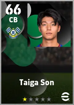 Taiga Son eFootball 2026 player card — 66 OVR CB
