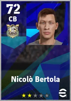 Nicolo Bertola eFootball 2026 player card — 72 OVR CB