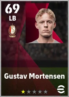 Gustav Mortensen eFootball 2026 player card — 69 OVR LB