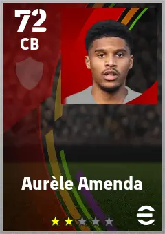Aurele Amenda eFootball 2026 player card — 72 OVR CB