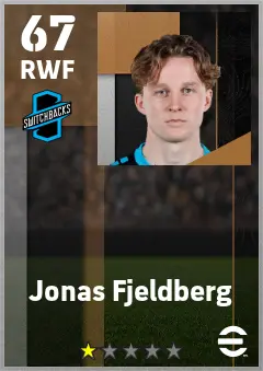 Jonas Fjeldberg eFootball 2026 player card — 67 OVR RWF