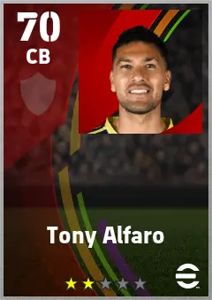 Tony Alfaro eFootball 2026 player card — 70 OVR CB