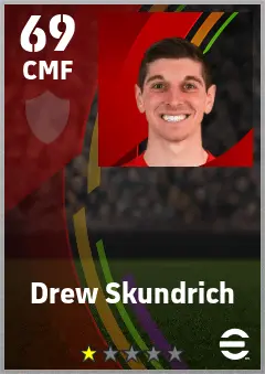 Drew Skundrich eFootball 2026 player card — 69 OVR CMF