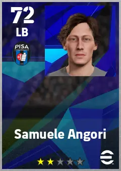 Samuele Angori eFootball 2026 player card — 72 OVR LB